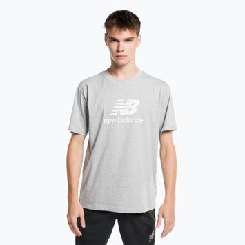 Tricou de antrenament pentru bărbați New Balance Essentials Stacked Logo Co gri NBMT31541AG