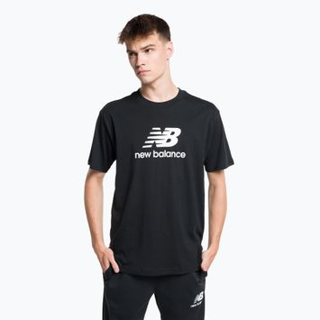 Tricou de antrenament pentru bărbați New Balance Essentials Stacked Logo Co negru NBMT31541BK