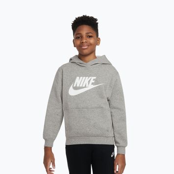 Bluză pentru copii Nike Club Fleece Hoodie dark grey heather/white