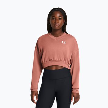 Bluză de antrenament pentru femei Under Armour Rival Terry Os Crop Crew canyon pink/white