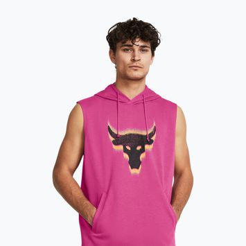 Tricou de antrenament pentru bărbați Under Armour Project Q2 Payoff Fleece HD astro pink/atomic/black