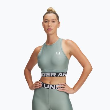 Top de antrenament pentru femei Under Armour Heat Gear Rib Tank silica green/silica green/white