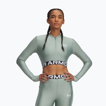 Top de antrenament pentru femei Under Armour Heat Gear Rib 1/4 Zip silica green/silica green/white