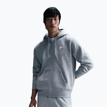 Bluză pentru bărbați Nike Club Full Zip Hoodie dark grey heather/light smoke grey/white