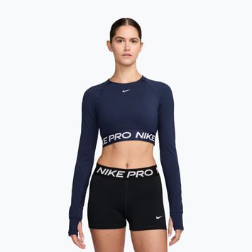 Top de antrenament longsleeve pentru femei Nike Pro 365 Dri-Fit midnight navy/white
