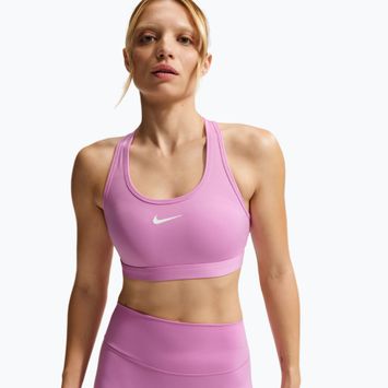Sutien de antrenament Nike Swoosh Medium Support light magenta/white