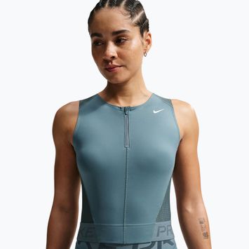 Tricou de antrenament pentru femei Nike Pro Dri-Fit mineral slate/faded spruce/white