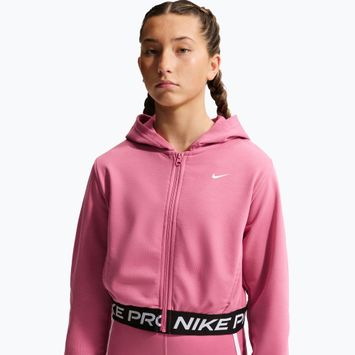 Bluză pentru copii Nike Pro Fleece Dri-Fit Full-Zip peony/peony/black/white