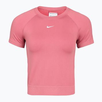 Tricou de antrenament pentru femei Nike Pro Seamless Dri-Fit peony/white
