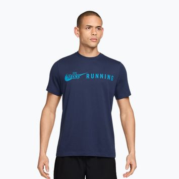 Tricou de alergare pentru bărbați Nike Dri-Fit Running T-Shirt midnight navy/light current blue