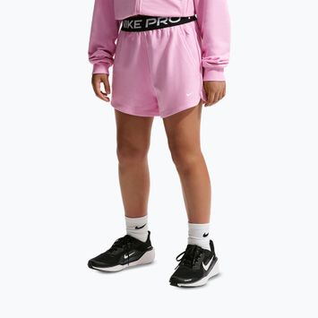 Pantaloni scurți pentru copii Nike Pro Fleece pink rise/pink rise/black/white
