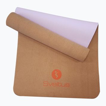 Covoraș de exerciții Sveltus Cork Yoga natural/ lilac