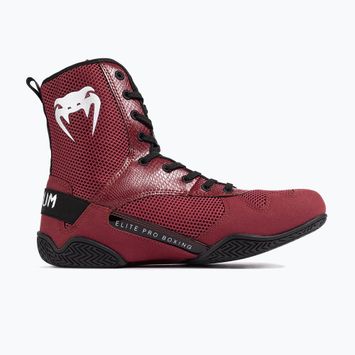 Încălțăminte de box Venum Elite Boxing wine lees/silver logo