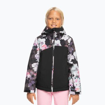 Jachetă de snowboard pentru copii ROXY Greywood Girl negru adevărat floare neclară floare