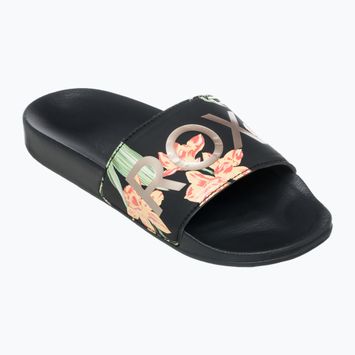 Papuci pentru femei ROXY Slippy II black/green print