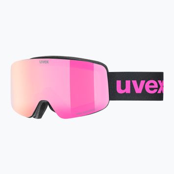Ochelari de schi pentru copii UVEX Pwdr FM black matt/mirror pink green clear