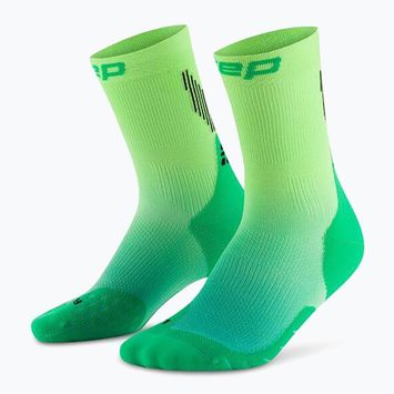 Șosete compresive pentru bărbați CEP Run Edt. Gradient Mid Cut Compression 5.0 green/lime fade