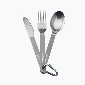 Set de tacâmuri Esbit 3-Pcs Titanium Cutlery-Set W/ Carabiner And Pocket titanium