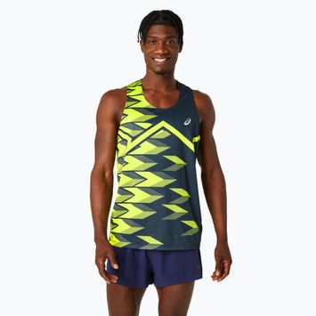 Tank top de alergare pentru bărbați ASICS Light Graphic Singlet french blue/safety yellow