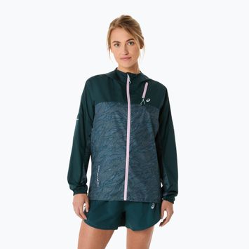 Geacă de alergare pentru femei ASICS Fujitrail Packable saxon green/light ube