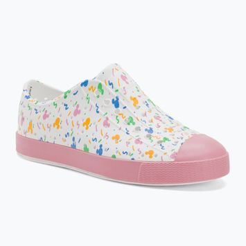 Pantofi de sport pentru copii Native Jefferson Print Disney Jr, model shell white/princess pink/pastel white confetti pentru copii