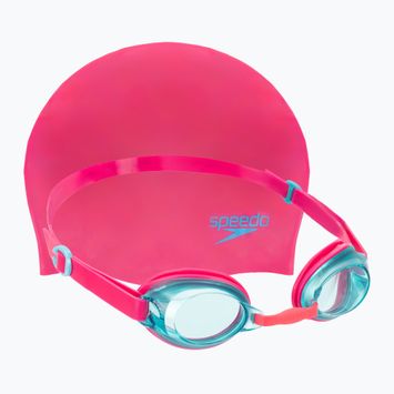 Speedo Jet V2 Kit de înot pentru copii Șapcă de cap + ochelari de protecție asortați portocaliu/roz