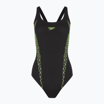 Costum de baie întreg pentru femei Speedo Panel Muscleback negru/verde