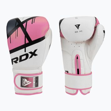 Mănuși de box pentru femei RDX BGR-F7 alb și roz BGR-F7P