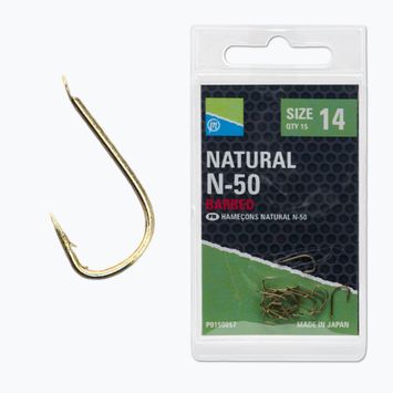 Preston Natural N-50 15 bucăți de cârlige de pescuit de aur P0150057
