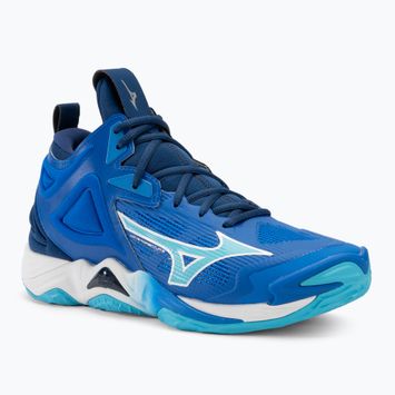 Încălțăminte de volei pentru bărbați Mizuno Wave Momentum 3 Mid mugen blue/white/estate blue