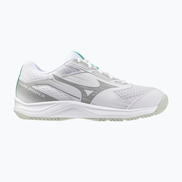 Încălțăminte de volei pentru copii Mizuno Cyclone Speed 5 white/black/frozen emerald