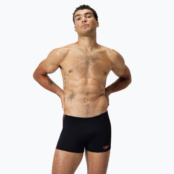 Boxeri de înot pentru bărbați Speedo Tech Panel Aquashort black/coral sands