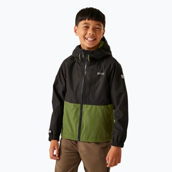 Geacă de ploaie pentru copii REGATTA Hanleigh II black/nephrite green/grenoble green