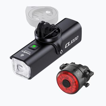 Set de lămpi pentru bicicletă TOWILD CL1000 + TL03 set black