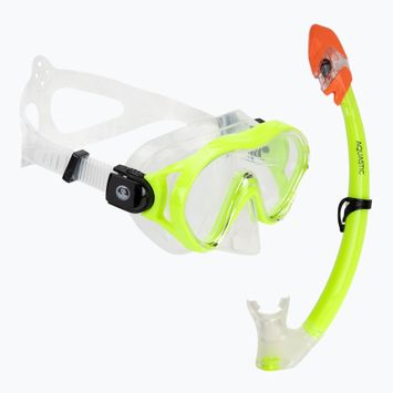 Set de snorkeling pentru copii AQUASTIC Minke mască + tub verde