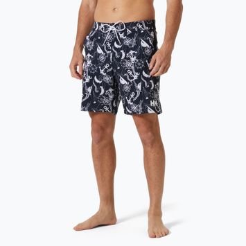 Pantaloni scurți de baie pentru bărbați Helly Hansen Newport Boardshorts 8" navy nautical aop