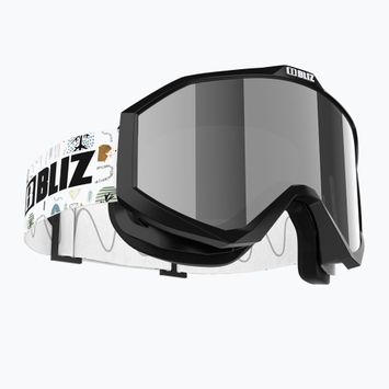 Ochelari de schi pentru copii Bliz Liner Jr black white logo/brown&silver mirror