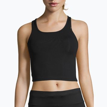 Casall Crop Crop Rib Racerback rezervor de antrenament pentru femei negru 20424
