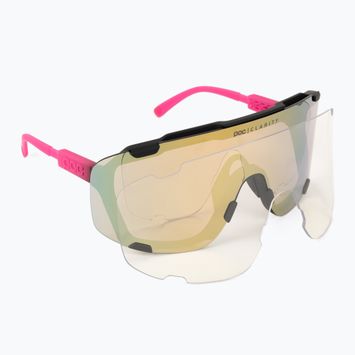 Ochelari de protecție pentru bicicletă POC Devour fluo pink/uranium black translucent/clarity road gold