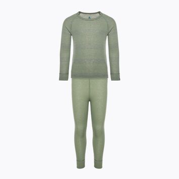 Lenjerie de corp termică pentru copii ODLO Active Warm Eco Long oțel gri melange/verde mat