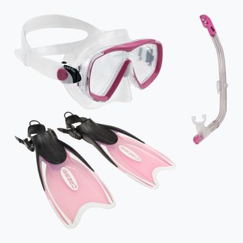 Set de scufundări Cressi Mini Palau Bag copii mască + snorkel + aripioare roz CA123129