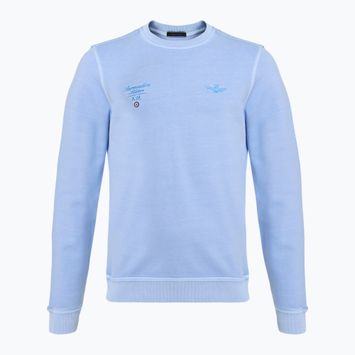 Tricou spălat Aeronautica Militare Girocollo albastru gheață pentru bărbați