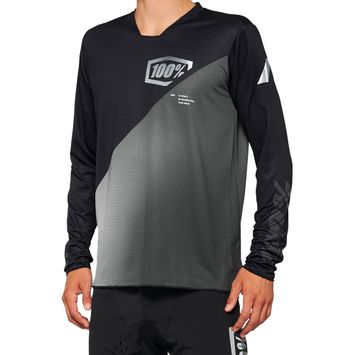 Tricou de ciclism pentru bărbați 100% R-Core X LS negru-gri STO-40000-00000