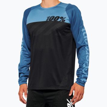 Tricou de ciclism pentru bărbați 100% R-Core negru/albastru 40005-00005