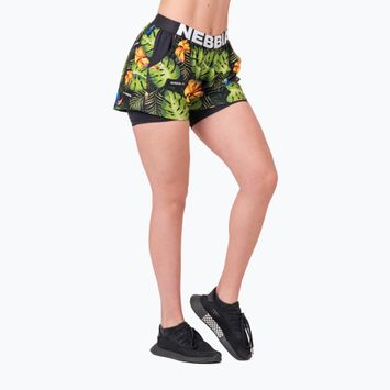 Pantaloni scurți de antrenament pentru femei NEBBIA High-Energy Double Layer verde junglă