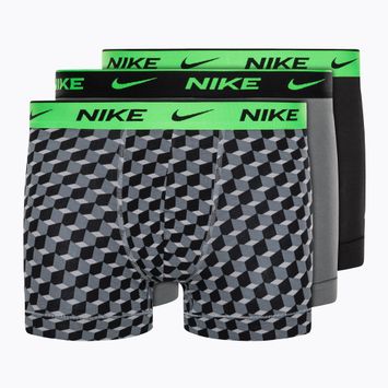 Boxeri pentru bărbați Nike Everyday Cotton Stretch Trunk 3Pk BAU BAU imprimeu geo block/cool grey/negru