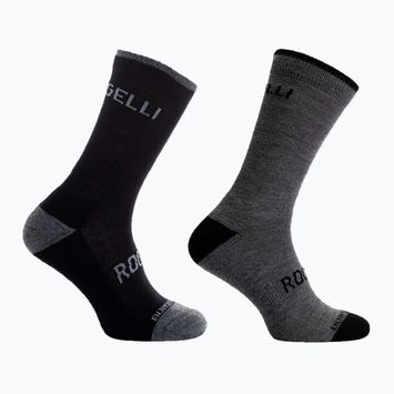 Șosete de ciclism Rogelli Wool Wintersocks 2 perechi black/grey