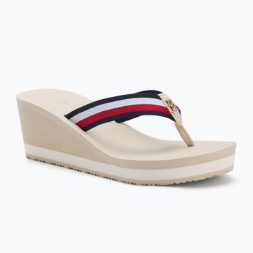 Papuci pentru femei Tommy Hilfiger Corporate Wedge Beach Sandal muslin