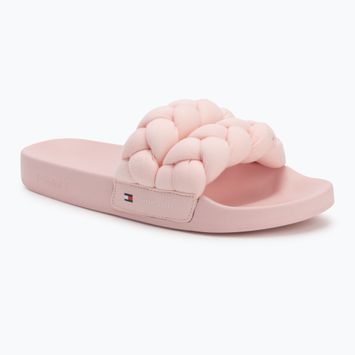 Papuci pentru femei Tommy Jeans Braided Slide delicate pink