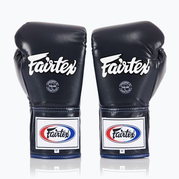 Mănuși de box Fairtex Pro Competition Locked Thumb Leather blue
